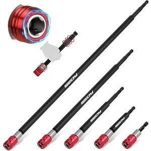 5-Piece 2", 4", 6", 12", 17" Extra Long Magnetic Screwdriver Bit Holders, 1/4 Inch Hex Shank Quick Release Extension Adapter, Durable CR-V Steel, Universal Fit for Impact Driver Bits