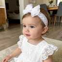Baby Girls Headband White Bow Lace Headbands Soft Elastic Bowknot Hairbands Cute Hair Accessory for Newborn Kids Infant Toddler Baptism Birthday Party (Lace Flowers)