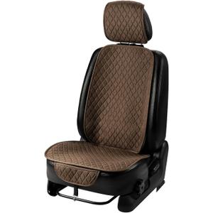 1 Pack Linen Car Seat Cover Front Seat Covers Soft & Breathable Front Premium Covers with Non-Slip Protector Universal Fits Most Automotive, Vans, SUVs, Trucks (1Pack Brown)