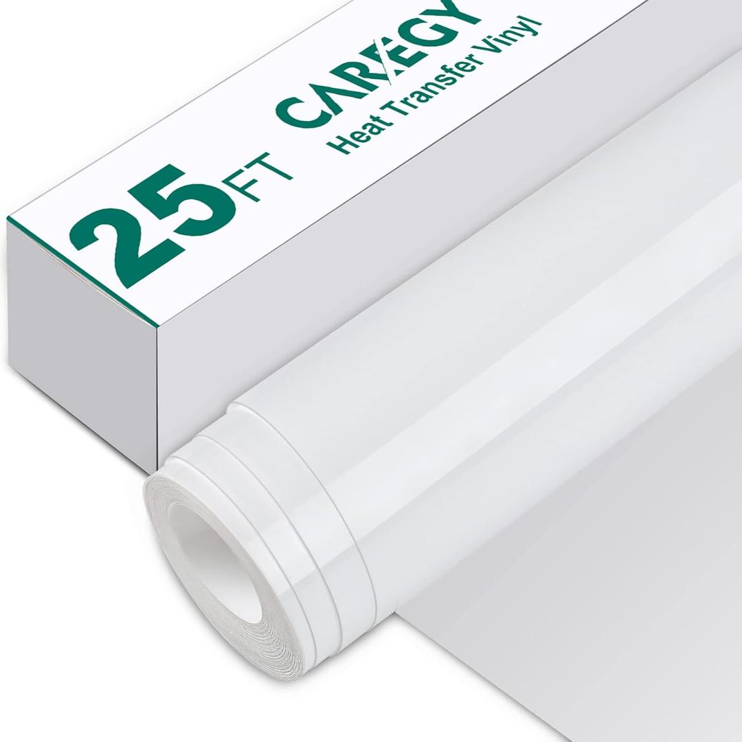 CAREGY HTV 12" x 25ft Roll - Iron On Heat Transfer Vinyl (White) CAREGY HTV 12" x 25ft Roll - Iron On Heat Transfer Vinyl (White)