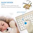 Wireless Keyboard and Mouse Ultra Slim Combo, TopMate 2.4G Silent Compact USB 2400DPI Mouse and Scissor Switch Keyboard Set with Cover, Batteries Included, for PC/Laptop/Windows/Mac - Gold White
