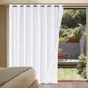 H.VERSAILTEX Linen Blackout Curtains Durable Thick Textured Linen Look 100% Blackout Patio Door Curtain Anti Rust Grommet Extra Wide Sliding Door Curtain Panel, W100 x L84 inch - Pure White