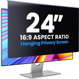 Computer Privacy Screen Filter 24" Hanging Privacy Screen Protector Compatible Widescreen Computer Monitor with Aspect Ratio 16:9,Anti-Glare Privacy Screen Protector for 23.6" 23.8" Monitor