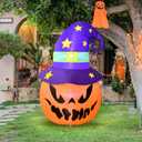 PRESENCE 5FT Halloween Decorations Outdoor - Halloween Inflatables Pumpkin with Build-in LED Lights Blow Up Pumpkin for Halloween Party Indoor Outdoor Yard Garden