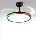BAYSQUIRREL Slim Retractable Ceiling Fan with Light and APP/Remote Control, 42in Modern Smart RGB Ceiling Fan with Bluetooth Speaker, Dimmable Full Spectrum with Memory, 6-Speed Reversible Fan, Black