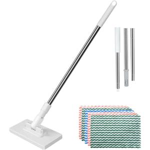 Snap Grip Mini Mop with 10pcs Cleaning Cloth - 360Spin No Wash Mop for Wet/Dry Use - Hands-Free MiniMops for Tile, Floor and Wall