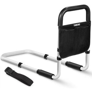TABEKE Bed Rails for Elderly Adults, Adjustable Bed Assist Rails for Seniors, Portable Bed Support Bar Mobility Assistant with Foam Handle & Double Side Storage Bag Fits King, Queen, Full, Twin Bed