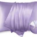 Bedsure Satin Pillowcase with Zipper, Similar to Silk Pillow Cases 2 Pack, Satin Pillow Cases Queen, Silky & Soft Bedding Pillow Covers for Hair and Skin, Gifts for Women Men, Lavender, 20x30 Inches