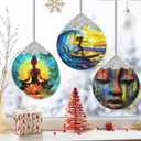 3" Stained Glass Christmas Decoration, Christmas Ornaments, Heirloom Keepsake, Gift Exchange, Gift Idea, Bauble Present - Woman Paddle