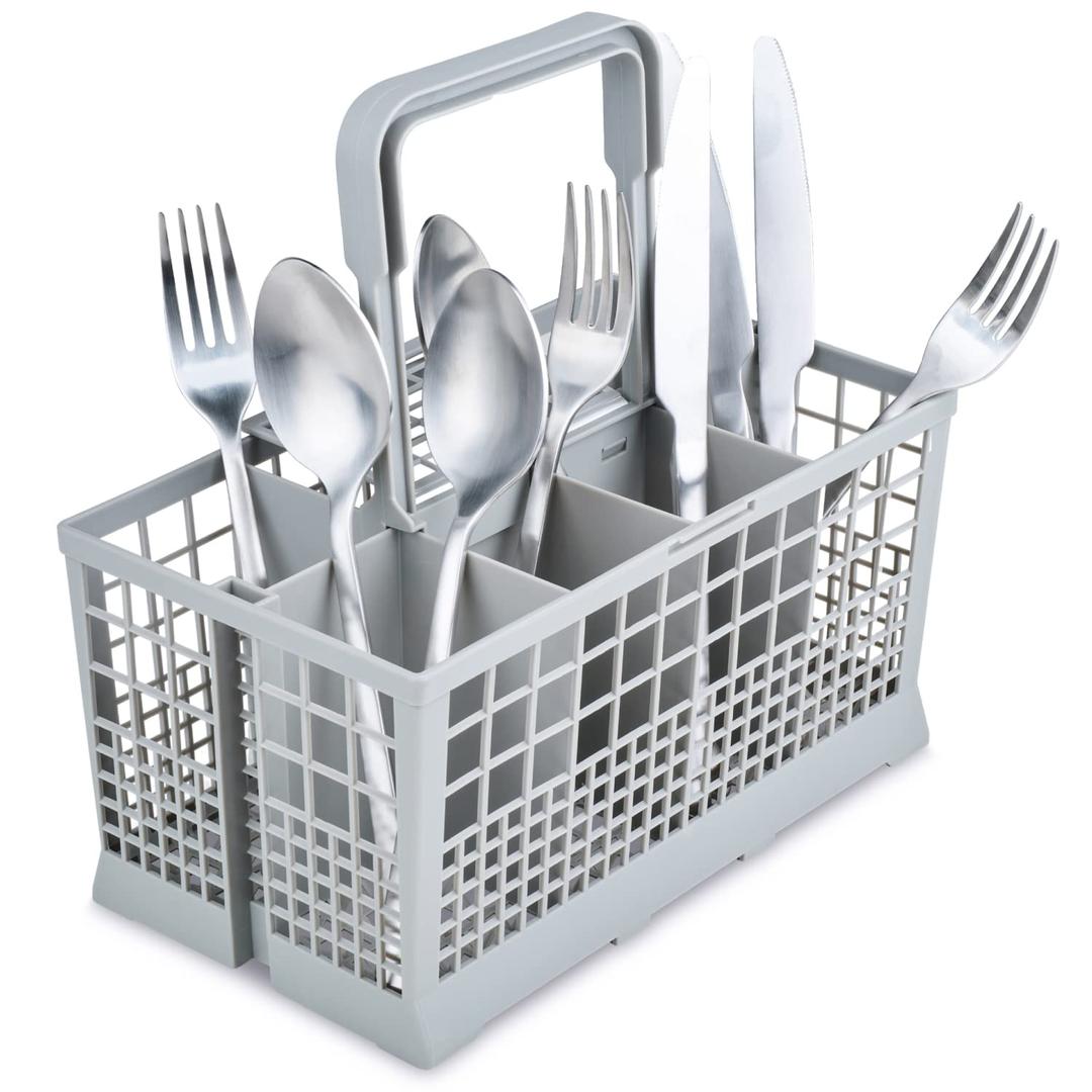 Noa Store Universal Dishwasher Silverware Basket with 7 Compartments and Handle - Ideal for Organizing Cutlery - Silverware Drainer Basket for Kitchen Clean Up - Compatible with Baby Bottles and More