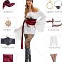 Halloween Costumes Woman -[9 in 1 Pack] Pirate Costume Set for Women with Pirate Accessories [Pirate Dress] (Medium)