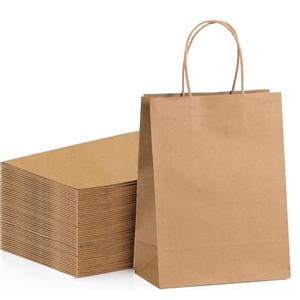 FACEBAG 100-Pack Brown Paper Bags with Handles, 8x4.25x10.5 Inch Kraft Gift Bags, Applicable to Birthday, Retail, Party, Shopping, Festival, Reusable & Durable FACEBAG 100-Pack Brown Paper Bags with Handles, 8x4.25x10.5 Inch Kraft Gift Bags, Applicable to Birthday, Retail, Party, Shopping, Festival, Reusable & Durable