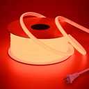 BENLUN AC 110V COB LED Strip Lights Outdoor Waterproof 65.6ft, Red Super Bright 200W LED Rope Light, IP65 Flexible Cuttable, for Bedroom Garden Commercial House Gaming Room Decor