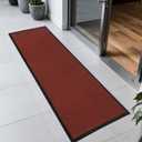 Front Door Mat Indoor Outdoor Entrance 72"x24", Heavy Duty Ribbed Non Slip Mat, Absorbent Dirt Moisture Trapper Waterproof Rubber Backing Doormats, Low Profile Washable Front Doormat, Red