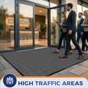 Commercial Floor Mat, 2 x 3 FT Door Mat Indoor Entrance, Rubber Floor Mat, Commercial Rug with Water & Stain Proof, Easy to Clean, Low-Profile, Heavy Duty Entrance Rug, Charcoal Grey