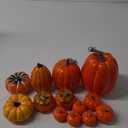Ywlake 16 Pcs Pumpkin Fall Decorations, Decorative Large Small Outdoor Orange Foam Plastic Fake Faux Artificial Pumpkins for Halloween Autumn Harvest Festival Home Table Decor