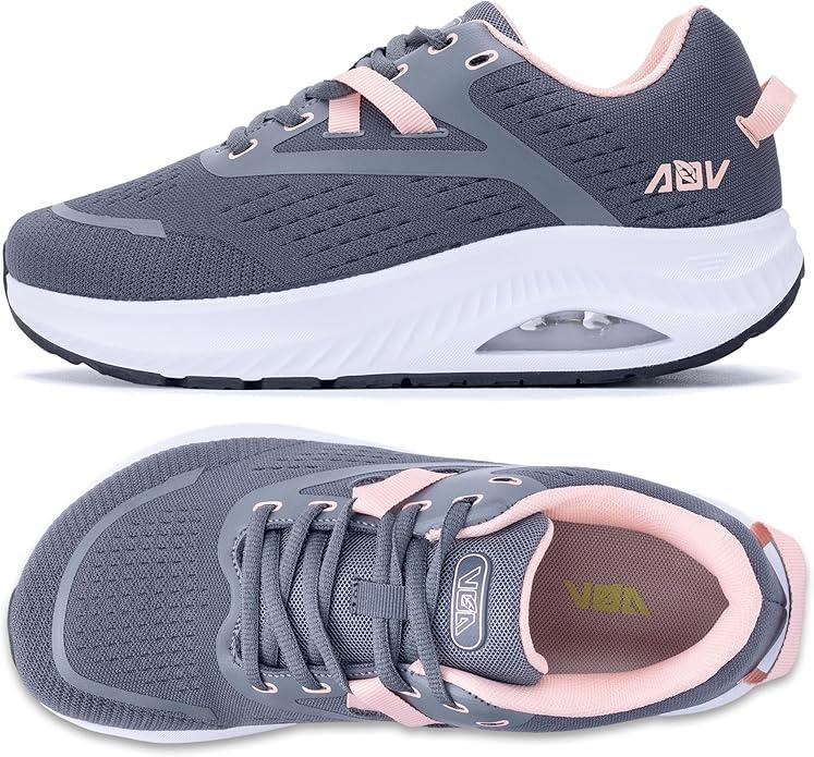 Wide Toe Box Shoes Women Arch Support Walking Sneakers Orthotic Tennis Shoes for Plantar Fasciitis Bunions (8.5 Wide, Gray/Pink)