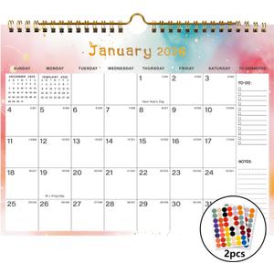 6 x 2026-2027 Wall Calendar - Includes January 2026 to June 2027, 18-Month Paper Wall Calendar 11 x 8.5 Inches.Thick Paper with Julian Dates and Block for New Year and Christmas Holidays To-dos  Notes (J)