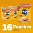 Pedigree Chopped Ground Dinner Adult Soft Wet Dog Food 16-Count Beef, Bacon and Cheese Flavors, 3.5 oz Pouches