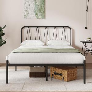 Novilla Queen Bed Frame, 14 Inch Metal Platform Bed Frame with Headboard, Heavy Duty Metal Slats Support, Easy Assembly, No Box Spring Needed