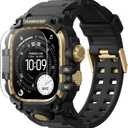 amBand Rugged Case with Band for Apple Watch Ultra 3/2/1 49mm, M3 Military Grade Shockproof Cover, Includes Screen Protector Kit, Tactical Band for Men - Compatible with iWatch Ultra, Black Gold