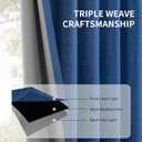 CUCRAF Linen 100% Blackout Curtains 90 Inch Length 2 Panels Set, Back Tab and Rod Pocket Curtain for Living Room Bedroom, Room Darkening Window Drapes Thermal Insulated, (52x90 inch, Navy Blue)