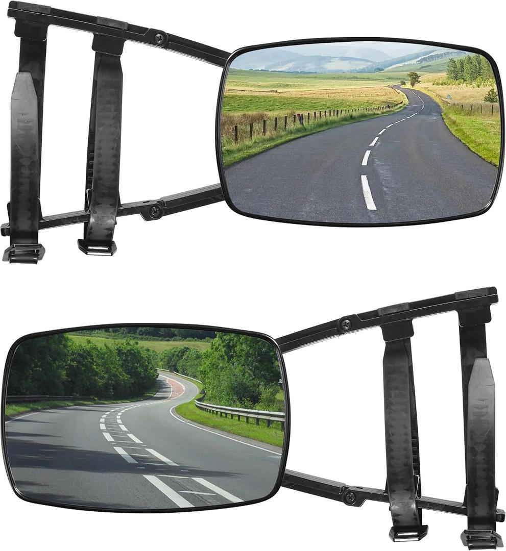 Tow Mirrors,Mirror Extenders for Towing,Universal Clamp-On 360 Degree Rotation Adjustable Trailer Mirrors for Towing,Applicable to the Rearview Mirror of Most Cars,Trucks,and Trailers