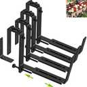 Y&M Window Box Brackets, Heavy Duty Iron Adjustable Planter Flower Box Brackets for Railings, Perfect for Balconies, Fences, and Gardens4 Packs (4p)