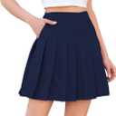 Cromoncent Little Big Girls Pleated Skirt School Uniform Mini Tennis Skirts Navy 8-9 Years