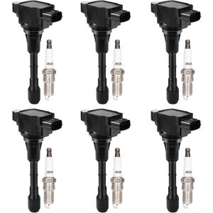 Set of 6 Ignition Coil Pack and Spark Plugs for 3.7 V6 Infiniti G37 G 37 M37 EX37 Nissan 370Z 2008 2009 2010 2011 2012 2013 2014 2015 2016 2017 Replaces UF617