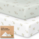 2Pack Mini Crib Sheets Fitted  38x26 Pack N Play Sheets for Pack and Play Mattress, Organic Cotton, Soft & Breathable Playard Bedding, Neutral Mini Toddler Bed Cover for Boys, Girls (Elly)
