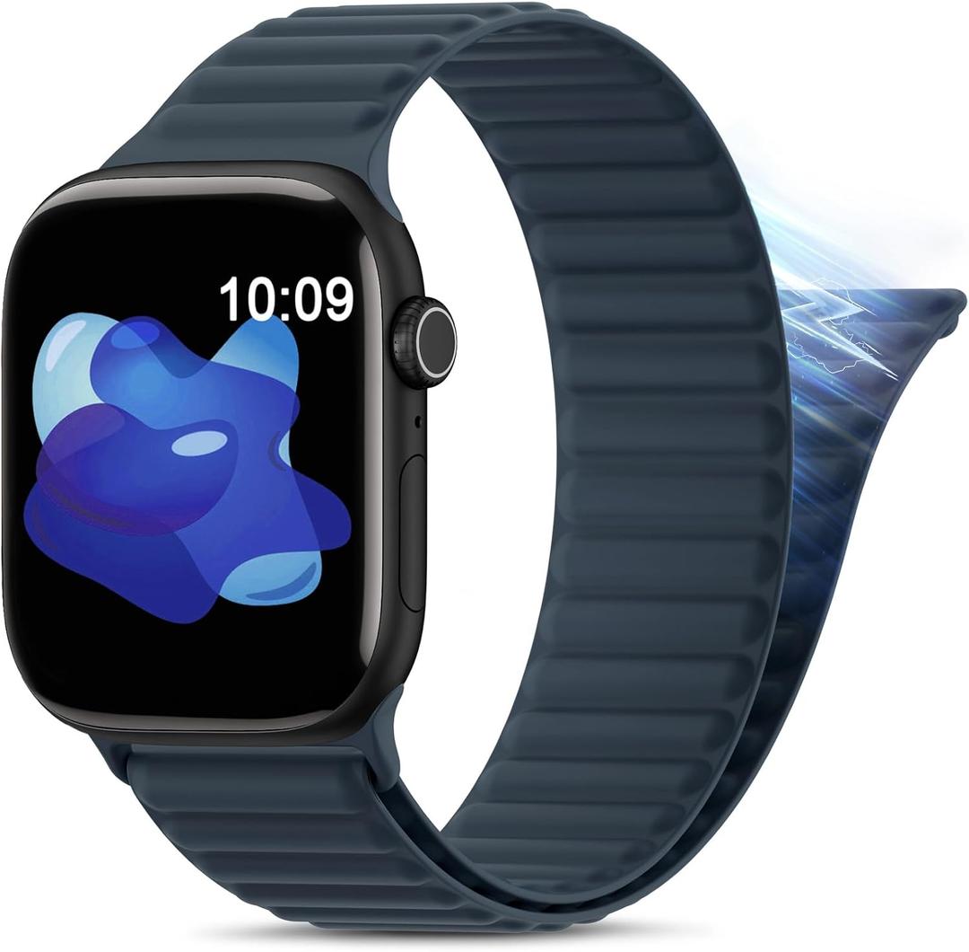 AMKSY Magnetic Sport Bands for Apple Watch Bands for Men Women 44mm 49mm  42mm 45mm, Soft Silicone Strap Wristbands for Apple iWatch Ultra 3 2 1