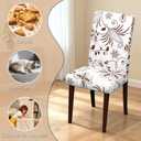 Chair Covers Dining Room Set of 6,Printed Patterned Stretch Non Slip Chair Slipcover Removable Washable Kitchen Chair Protector Cover for Home Hotel Banquet Party Office (White Brown Ornate Pattern)