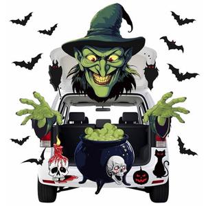 HEIPINIUYE Halloween Witch Trunk or Treat Car Decorations Kit Halloween Trunk or Treat Decorations for SUV Car Garage Door Entryway Archway Witch Party Decorations
