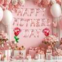 2 x Rose Gold Happy Mothers Day Balloons 16 Inch Mothers Day Balloons Red Rose Balloons for Mother's Days Party Decorations