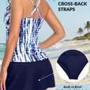 Talisea Womens Tankini Bathing Suits with Skirt Two Piece Tummy Control Swimsuits Ladies Swimwear (Blue, L)