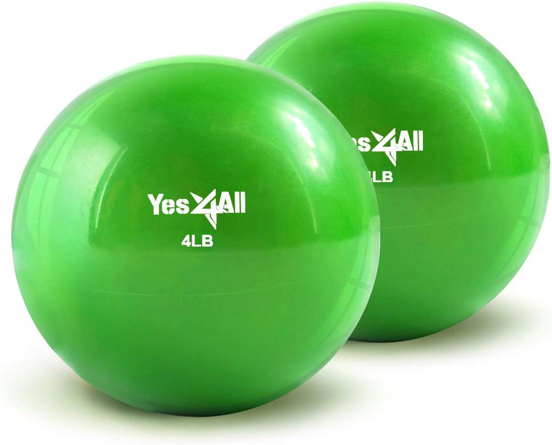 Yes4All Weighted Toning Balls for Exercise, Soft Medicine Balls for Exercise, Pilates, Yoga, Balance, Flexibility, 2-10lbs (B. (4lbs x2) Pair - Green)