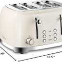 4 Slice Toaster Roter Mond Retro Stainless Steel with Bagel Defrost Cancel Function, 6 Browning Settings, Extre Wide Slot and Removable Crumb Tray, Cream, ST033
