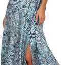 Fashionme Women Spaghetti Strap Midi Satin Dresses Tie Front Backless Split Hollow Dress (XX-Large, B-light Blue)