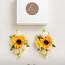 Ling's moment 2pcs Prom Wrist/Shoulder Corsage Artificial Flower, Girl/Mother Homecoming/Wedding Corsage Wristlet Dcor, etc. Sunflower Yellow