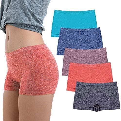 R RUXIA Women's Boyshort Panties Seamless Nylon Underwear Stretch Boxer Briefs 5 Pack, 3XL
