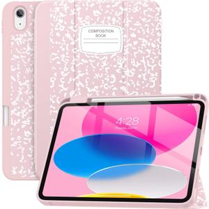 Soke Case for iPad (A16) 11th Generation 2025, Compatible with 10th Gen 10.9 Inch 2022, Shockproof Cover with Pencil Holder, Auto Wake/Sleep & Tri-fold Stand, Book Pink