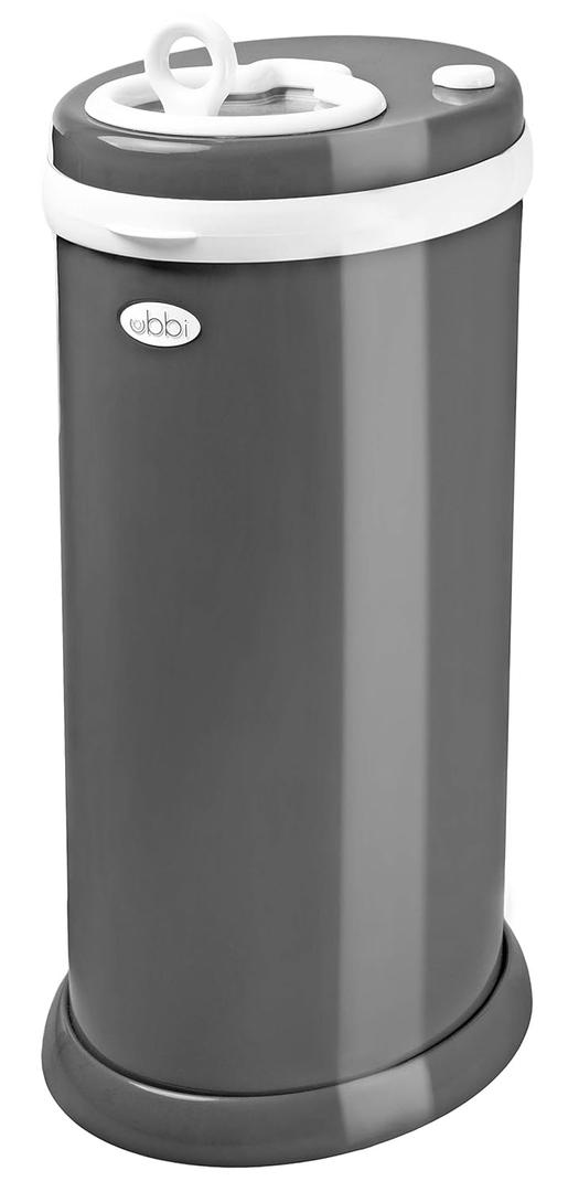 Ubbi Steel Diaper Pail, Odor Locking, No Special Bag Required, Award-Winning, Registry Must-Have, Slate (Slate)