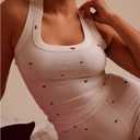 SOLY HUX Women's Summer 2 Piece Outfits Heart Print Sleeveless Tank Tops and Shorts Matching Set Lounge Set (White, M)