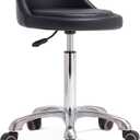 Grace & Grace Rolling Stool with Wheels and Back, Adjustable Heavy Duty Esthetician Chair Stool for Shop, Salon, Office and Home,Kitchen (Without Footrest, Black)