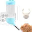 Hamster Water Bottle with Magnetic Holder, Secure & No Drip, Adjustable Height, Fits Glass/Acrylic/Metal Wire Cages, for Hamster, Guinea Pig, Hedgehogs and Other Small Pets(Clear)