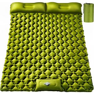 Double Sleeping Pad, Ultralight 4" Extra-Thick Self Inflating Sleeping Mat for 2 Person with Pillow Built-in Foot Pump Portable Camping Mat for Backpacking, Hiking, Traveling, Tent, Camping, Full