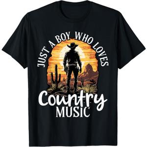 Just a Boy Who Loves Country Music T-Shirt, Size: L