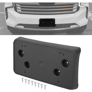Front Bumper License Plate Frame Bracket Compatible with Chevy Suburban Tahoe 2021 2022 2023 2024, Black License Frame Holder Mounting