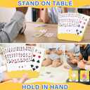RESOVO Playing Cards Holders Stands Decks w/Foldable Tabletop Stand, 3 Layers Design for Poker UNO Cards, Playing Card Accessories, Set of 4 (2 Blue + 2 Yellow)